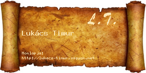Lukács Timur névjegykártya